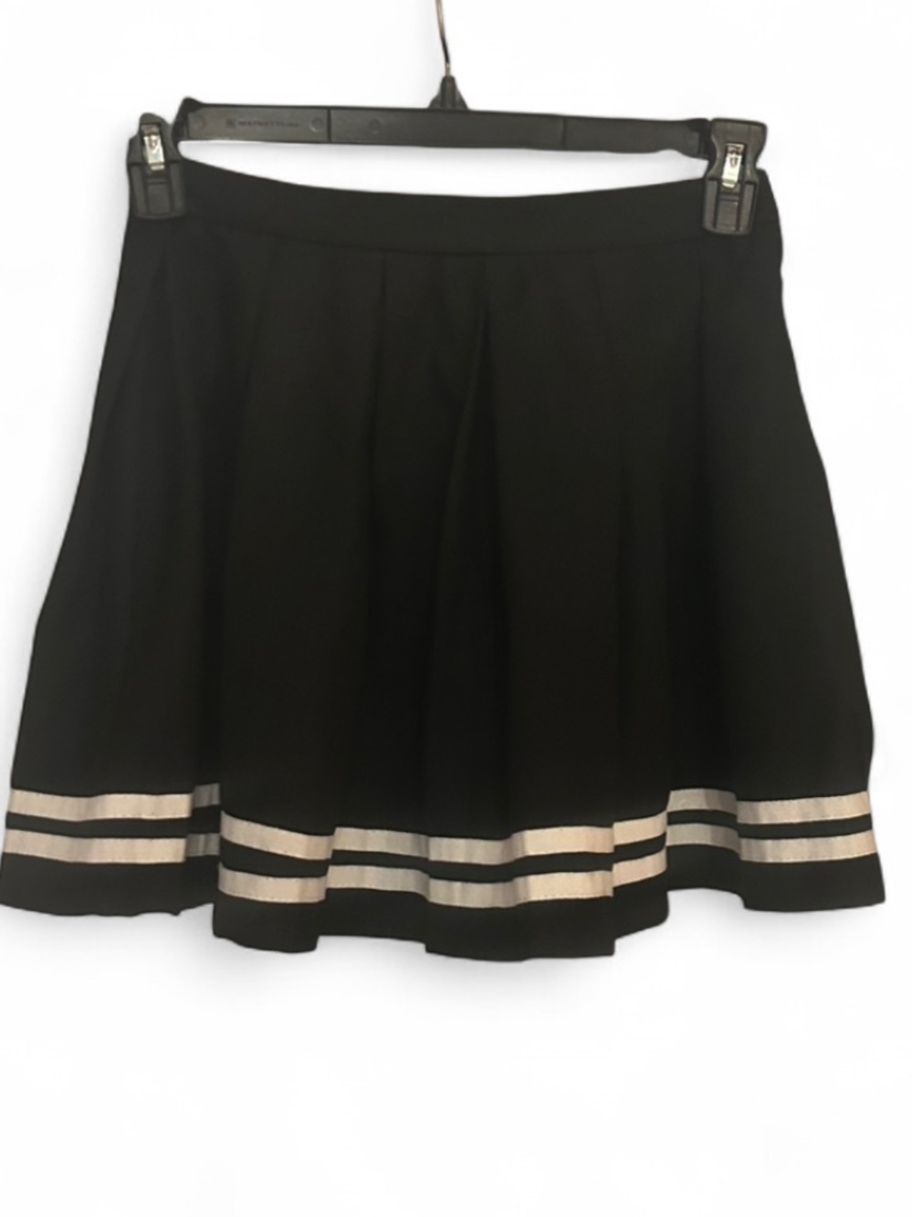 Hot Topic Black Pleated Mini Skirt White Striped Hem Zip, Junior’s SM